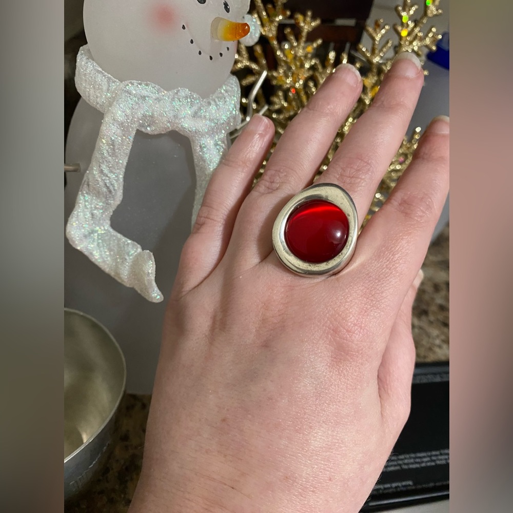 Antique Sterling Silver Deep Ruby Red Unisex Stat… - image 5